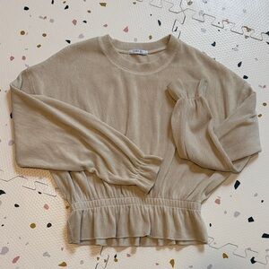 Zara Light Tan Ruffle Sweater